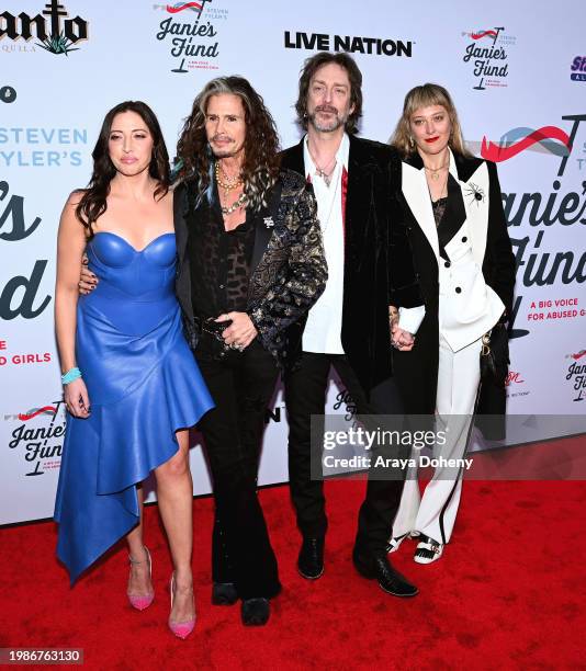 Aimee Preston , Steven Tyler, Chris Robinson and Camille Johnson attend the Jam for Janie GRAMMY Awards Viewing Party presented by Live Nation at...