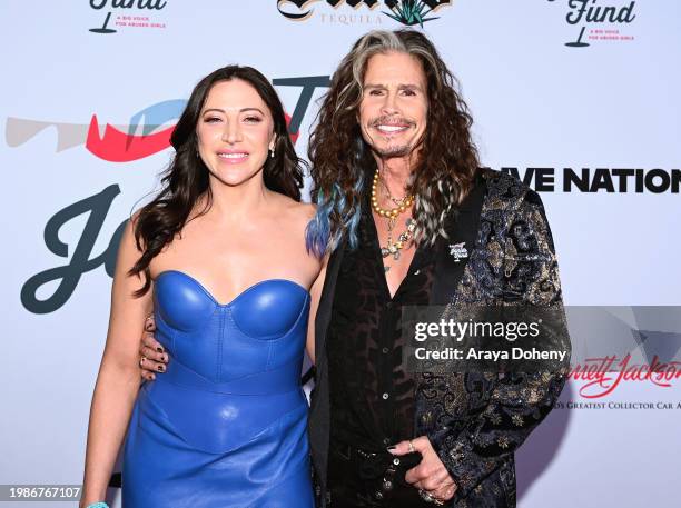 Steven Tyler and Aimee Preston attend the Jam for Janie GRAMMY Awards Viewing Party presented by Live Nation at Hollywood Palladium on February 04,...