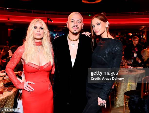 Jessica Simpson Evan Ross and Ashlee Simpson attend the Jam for Janie GRAMMY Awards Viewing Party presented by Live Nation at Hollywood Palladium on...