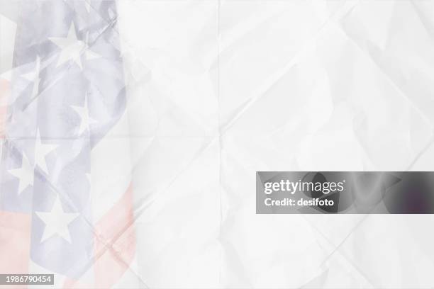 faded pastel translucent united states flag design as modern horizontal creased weathered crumpled rough and uneven folded paper vector background with creases, folds, - translucent texture stock illustrations