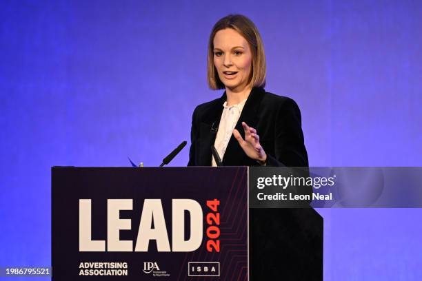 Kate McCann Political Editor of Times Radio, speaks during LEAD 2024 at the Queen Elizabeth II Centre on February 8, 2024 in London, England. LEAD...