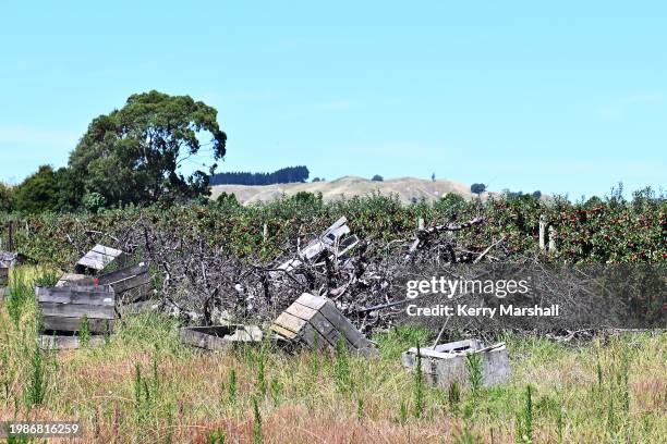 The damaged Brookfields bridge is seen on February 14, 2024 in Napier, New Zealand. Cyclone Gabrielle, which hit Hawke's Bay between Feb. 12 and 16...