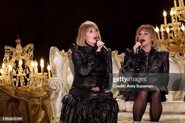 Holly Laessig and Jess Wolf of Lucius perform onstage at the 66th GRAMMY Awards at Crypto.com Arena on February 04, 2024 in Los Angeles, California.