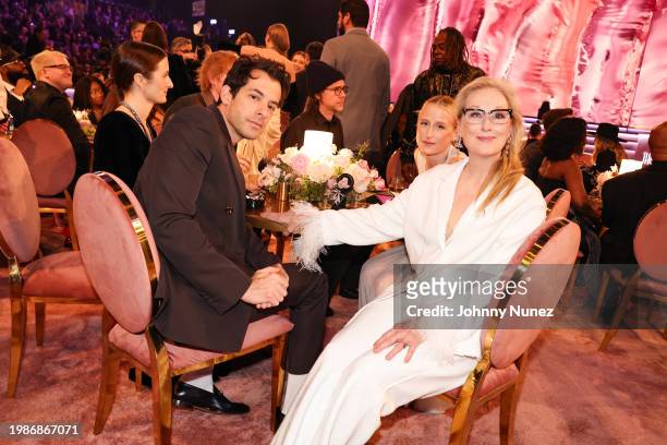 Mark Ronson, Mamie Gummer and Meryl Streep attend the 66th GRAMMY Awards at Crypto.com Arena on February 04, 2024 in Los Angeles, California.