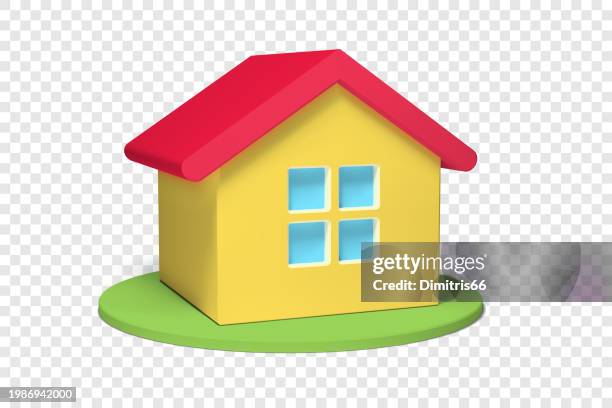 3d vector house icon on transparent background - cottage stock illustrations