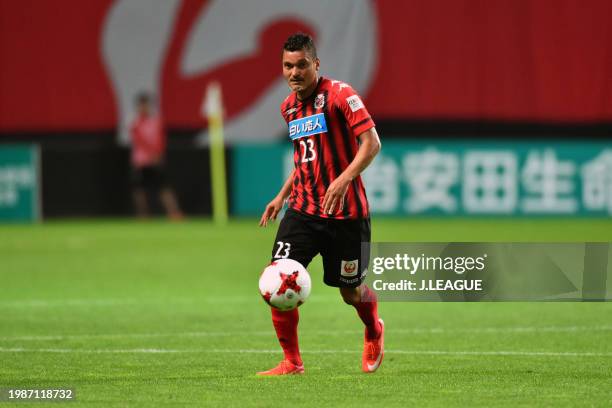 Diego Macedo of Consadole Sapporo in action during the J.League J1 match between Hokkaido Consadole Sapporo and Shimizu S-Pulse at Sapporo Dome on...