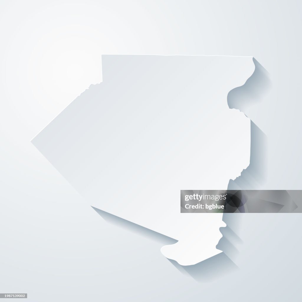 Allegheny County, Pennsylvania. Map with paper cut effect on blank background