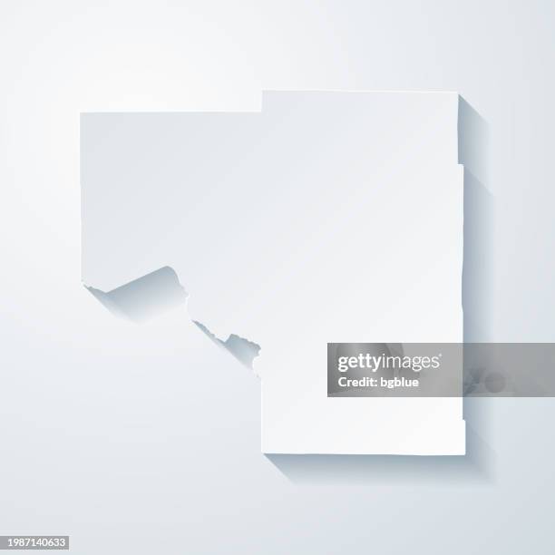 itasca county, minnesota. map with paper cut effect on blank background - grand rapids stock illustrations