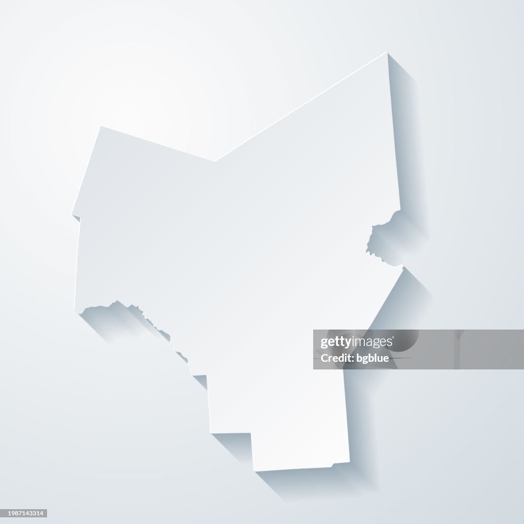 Oneida County, New York. Map with paper cut effect on blank background