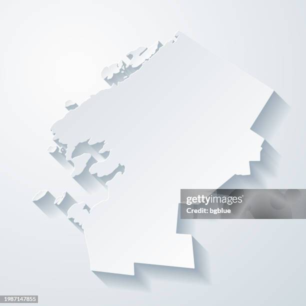 jefferson county, new york. map with paper cut effect on blank background - watertown new york stock illustrations