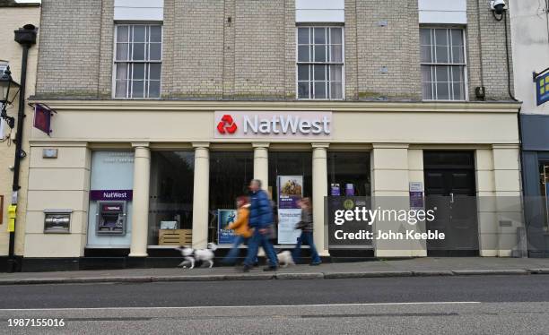 General exterior view of a branch of NatWest Bank on the high street on February 3, 2024 in Maldon, United Kingdom.