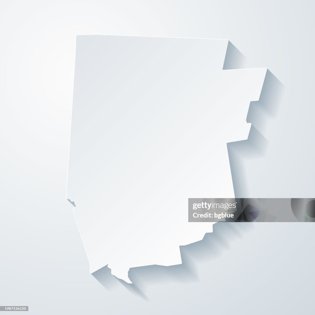 Litchfield County, Connecticut. Map with paper cut effect on blank background