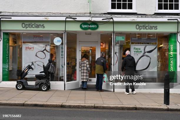 General view of a Specsavers Opticians and Audiologists on February 3, 2024 in Maldon, United Kingdom.