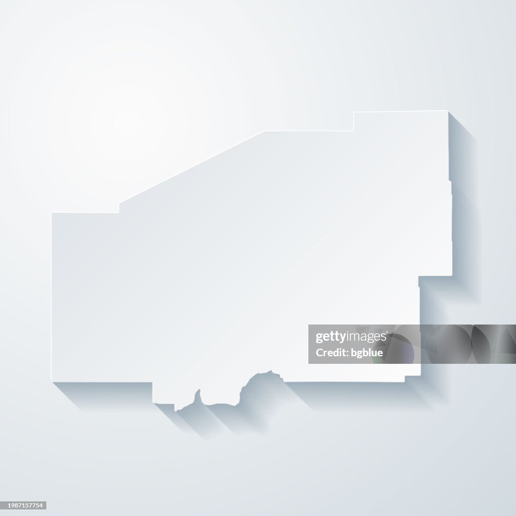Matanuska-Susitna, Alaska. Map with paper cut effect on blank background