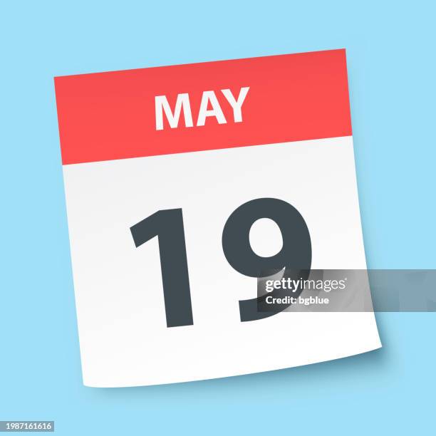 may 19 - daily calendar on blue background - number 19 stock illustrations