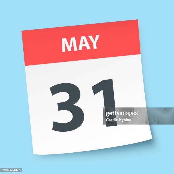 may 31 - daily calendar on blue background - month stock illustrations