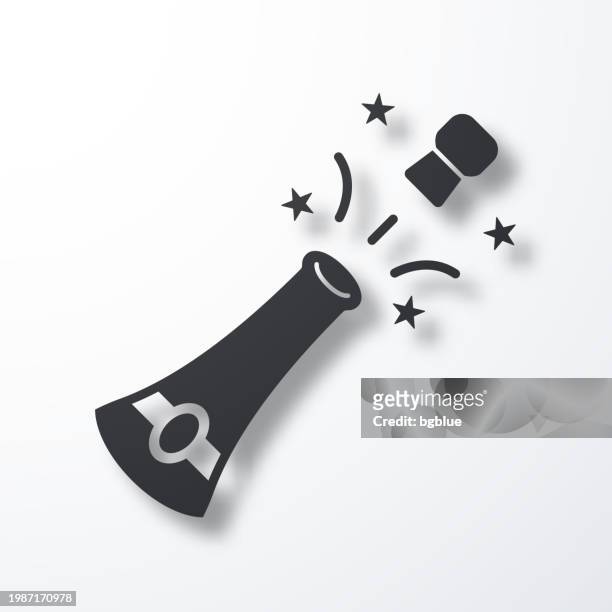 champagne explosion. icon with shadow on white background - champagne cork stock illustrations