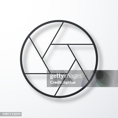 Camera shutter. Line icon with shadow on white background Camera shutter. Line icon with shadow on white background