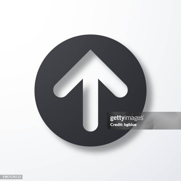 stockillustraties, clipart, cartoons en iconen met up arrow button. icon with shadow on white background - pijl omhoog
