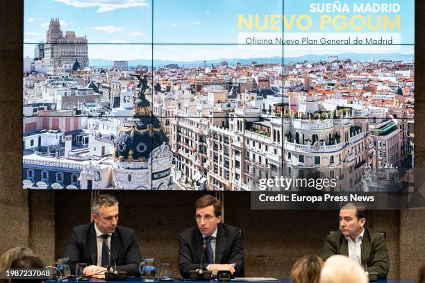 The Councilor for the Environment, Agriculture and Interior, Carlos Novillo, the Mayor of Madrid, Jose Luis Martinez-Almeida, and the Delegate for...