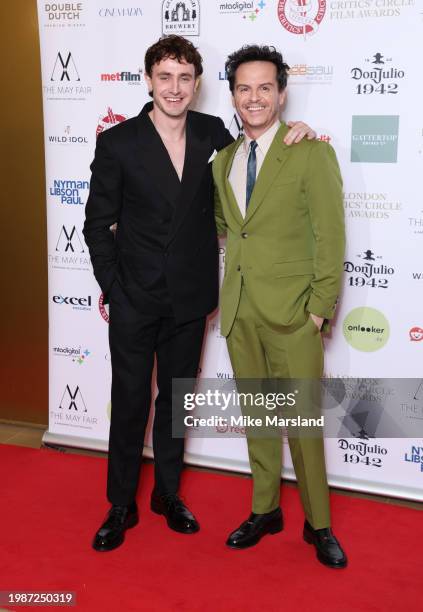 Paul Mescal and Andrew Scott attend the 44th London Critics' Circle Film Awards 2024 at The May Fair Hotel on February 04, 2024 in London, England.