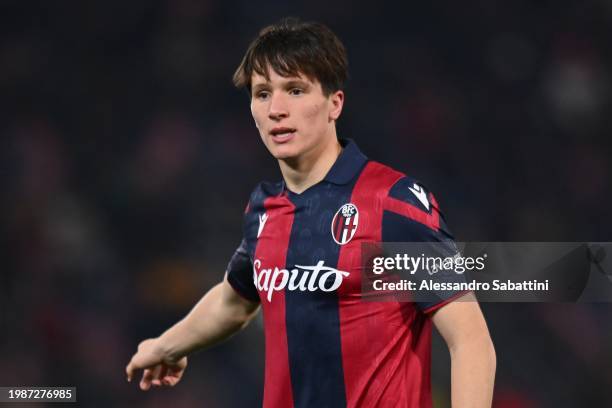 Giovanni Fabbian of Bologna FC looks on during the Serie A TIM match between Bologna FC and US Sassuolo at Stadio Renato Dall'Ara on February 03,...