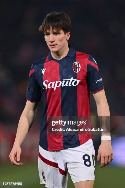 Giovanni Fabbian of Bologna FC looks on during the Serie A TIM match between Bologna FC and US Sassuolo at Stadio Renato Dall'Ara on February 03,...