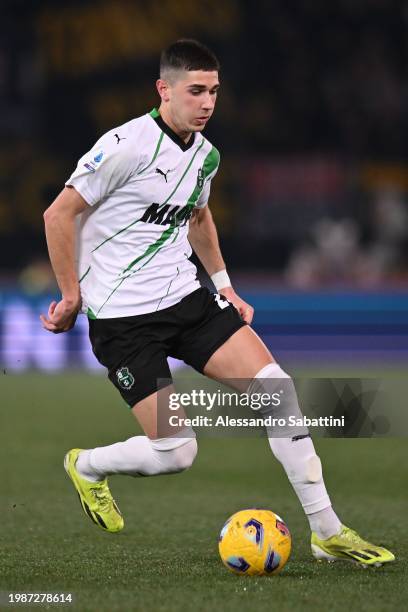 Cristian Volpato of US Sassuolo in action during the Serie A TIM match between Bologna FC and US Sassuolo at Stadio Renato Dall'Ara on February 03,...