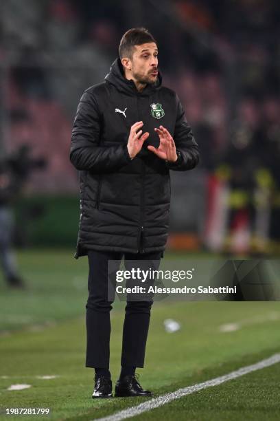 Alessio Dionisi head coach of US Sassuolo during the Serie A TIM match between Bologna FC and US Sassuolo at Stadio Renato Dall'Ara on February 03,...