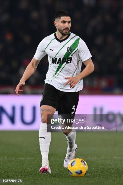 Martin Erlic of US Sassuolo in action during the Serie A TIM match between Bologna FC and US Sassuolo at Stadio Renato Dall'Ara on February 03, 2024...