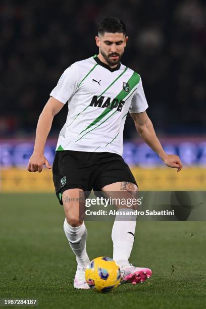 Martin Erlic of US Sassuolo in action during the Serie A TIM match between Bologna FC and US Sassuolo at Stadio Renato Dall'Ara on February 03, 2024...