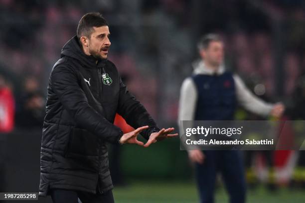 Alessio Dionisi head coach of US Sassuolo during the Serie A TIM match between Bologna FC and US Sassuolo at Stadio Renato Dall'Ara on February 03,...