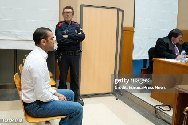 Former soccer player Dani Alves during a trial at the Barcelona Court on February 5 in Barcelona, Catalonia, Spain. Alves is accused of sexual...