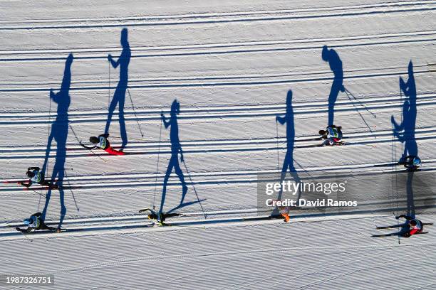 Competitors take part in the 44th edition of the cross country Popular race Marxa Beret on February 04, 2024 in Baqueira Beret, Spain.