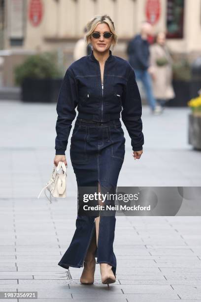 Ashley Roberts leaving Heart Breakfast Radio Studios on February 05, 2024 in London, England.