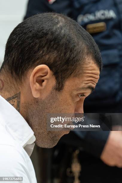 Former soccer player Dani Alves during a trial at the Barcelona Court on February 5 in Barcelona, Catalonia, Spain. Alves is accused of sexual...