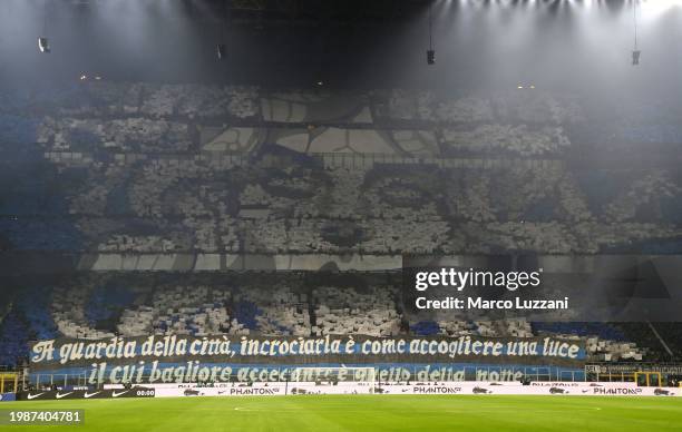 Internazionale fans before the Serie A TIM match between FC Internazionale and Juventus - Serie A TIM at Stadio Giuseppe Meazza on February 04, 2024...