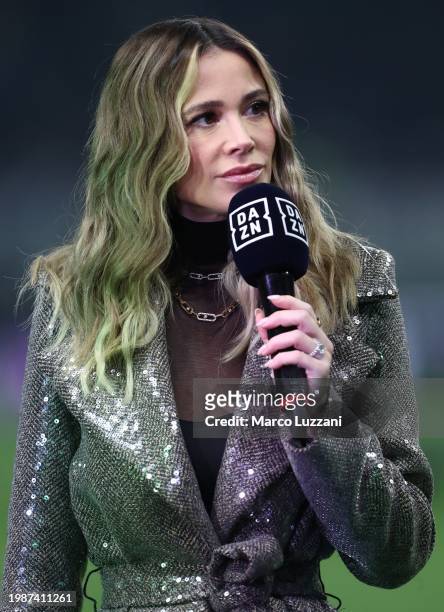 Diletta Leotta of DAZN before the Serie A TIM match between FC Internazionale and Juventus - Serie A TIM at Stadio Giuseppe Meazza on February 04,...