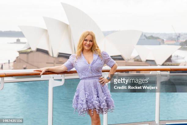 Jill Whelan poses for a photo during a media call onboard the Royal Princess cruise ship on February 05, 2024 in Sydney, Australia. Original cast...