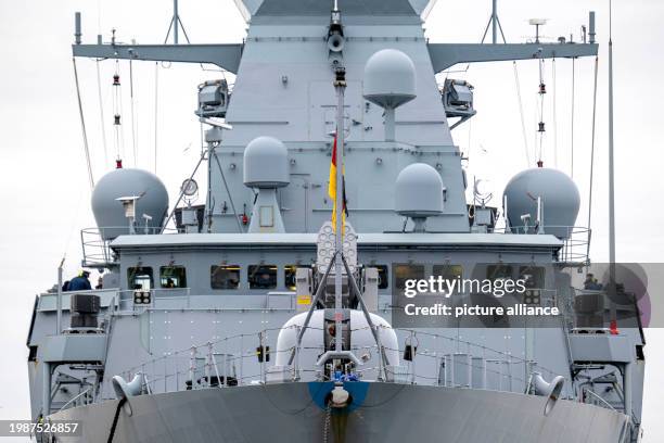 February 2024, Lower Saxony, Wilhelmshaven: The Bundeswehr intends to take part in the operation in the Red Sea with the frigate "Hessen". Photo:...