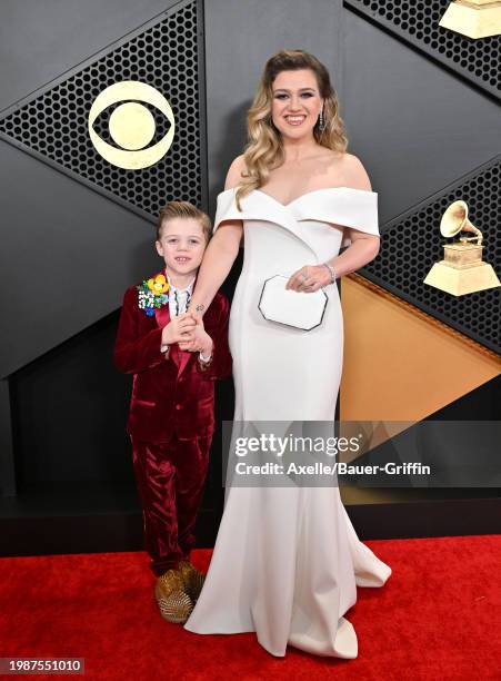 Remington Alexander and Kelly Clarkson attend the 66th GRAMMY Awards at Crypto.com Arena on February 04, 2024 in Los Angeles, California.