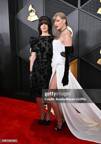 Lana Del Rey and Taylor Swift attend the 66th GRAMMY Awards at Crypto.com Arena on February 04, 2024 in Los Angeles, California.