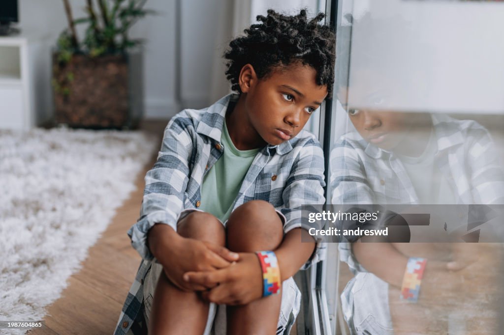 Sad autistic child
