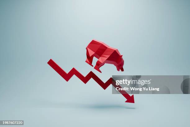 bear market and falling chart - degeneration stock pictures, royalty-free photos & images