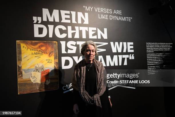 Simone Bloch, daughter of Curt Bloch poses for a photo during a preview of the exhibition "My Verses Are like Dynamite" Curt Bloch's Het Onderwater...