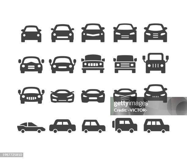 car icons - classic series - compact car stock illustrations