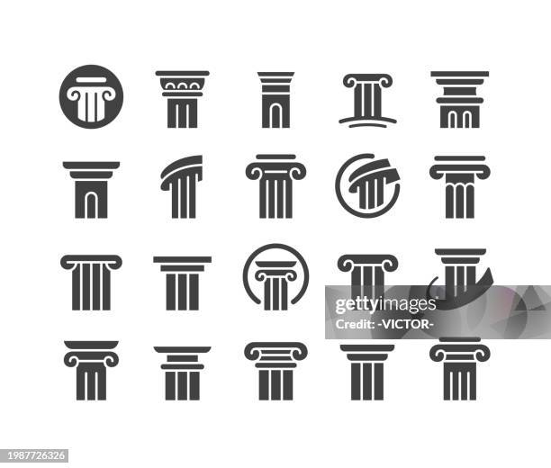 column icons - classic series - architectural column stock illustrations
