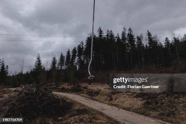 Button lift is pictured at the ski area on February 05, 2024 in Albrechtice v Jizerskych Horach, Czech Republic. The little ski areas of czech...