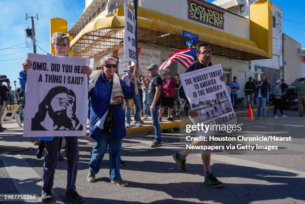 Community members of Eagle Pass, TX gather outside of Shelby park to protest the closing of Shelby park, the militarization of their community, the...