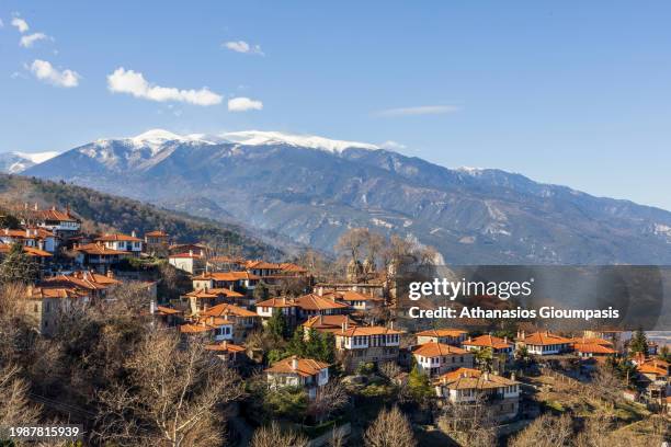 The Village Palaios Panteleimonas on February 04, 2024 in Olympus National Park, Greece. .